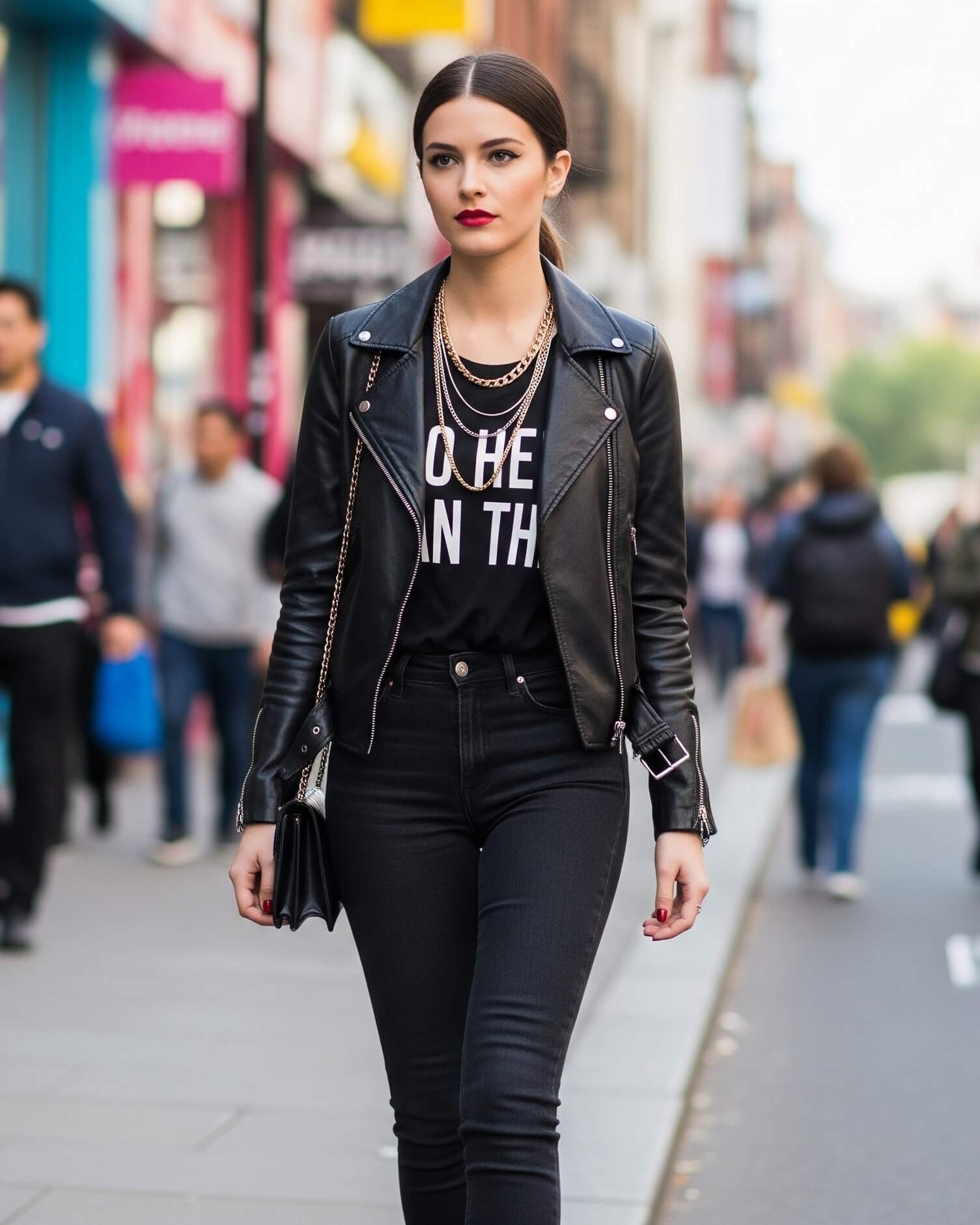 Žena ve stylovém outfitu