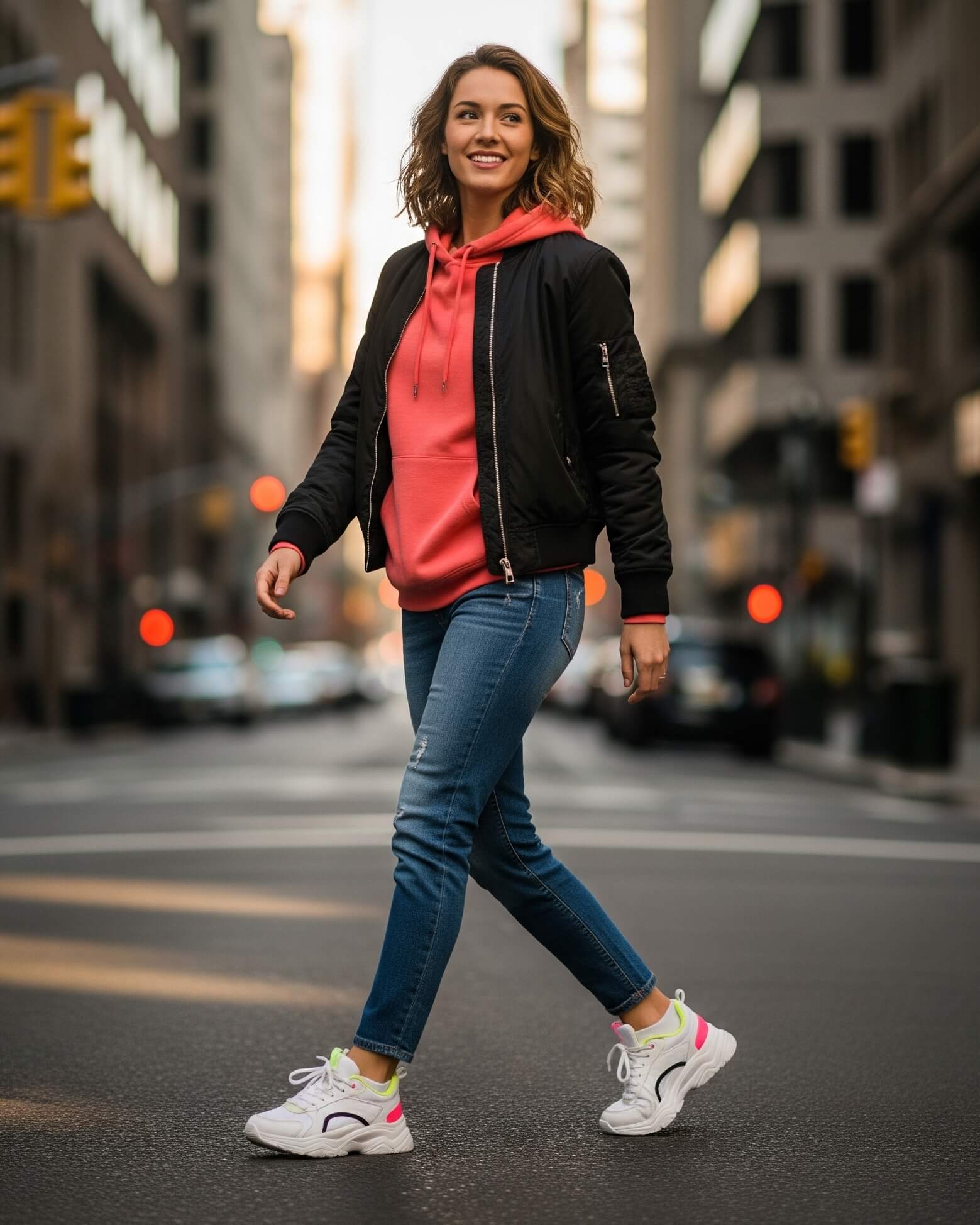 Žena ve stylovém outfitu