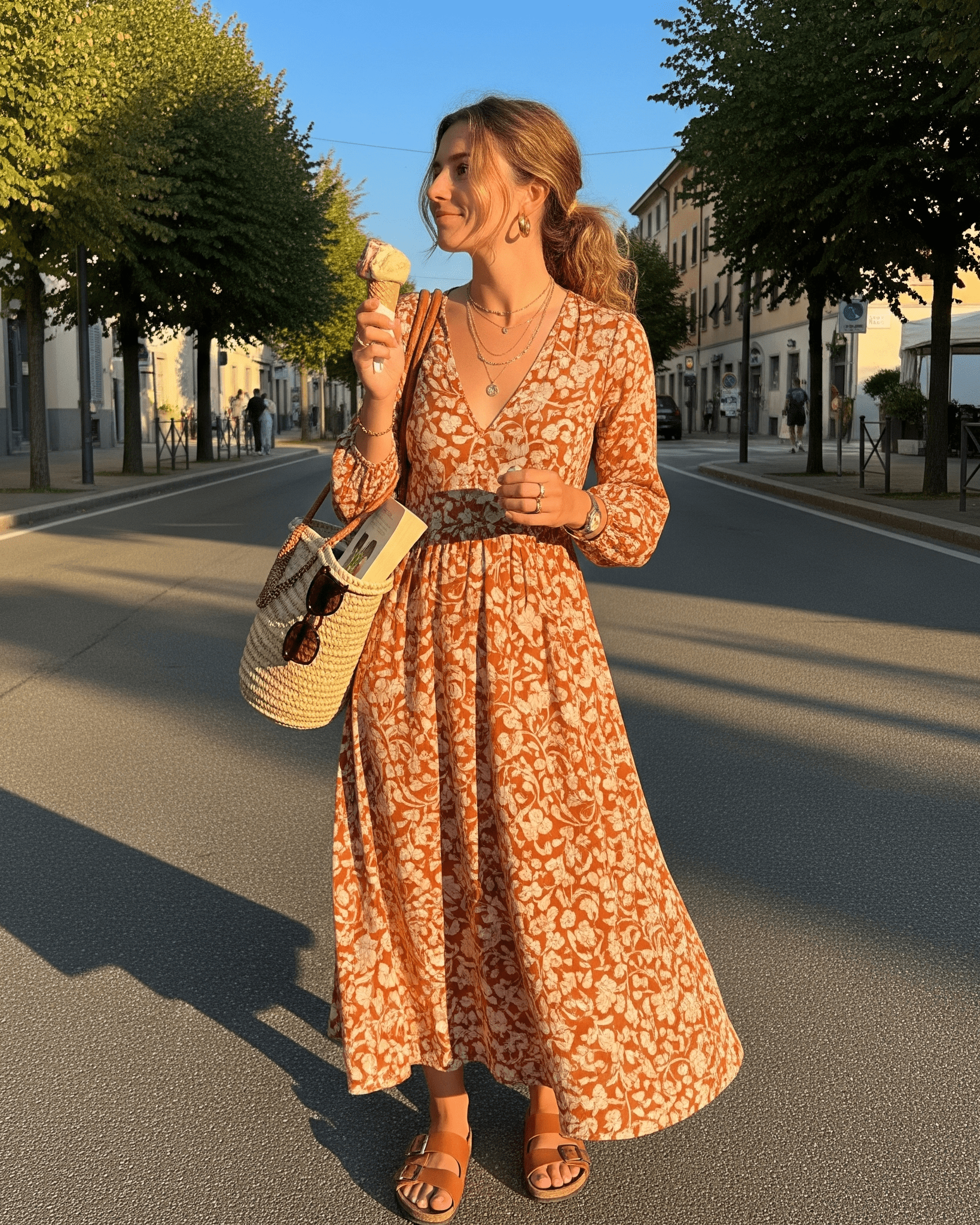 Žena v trendy letním outfitu