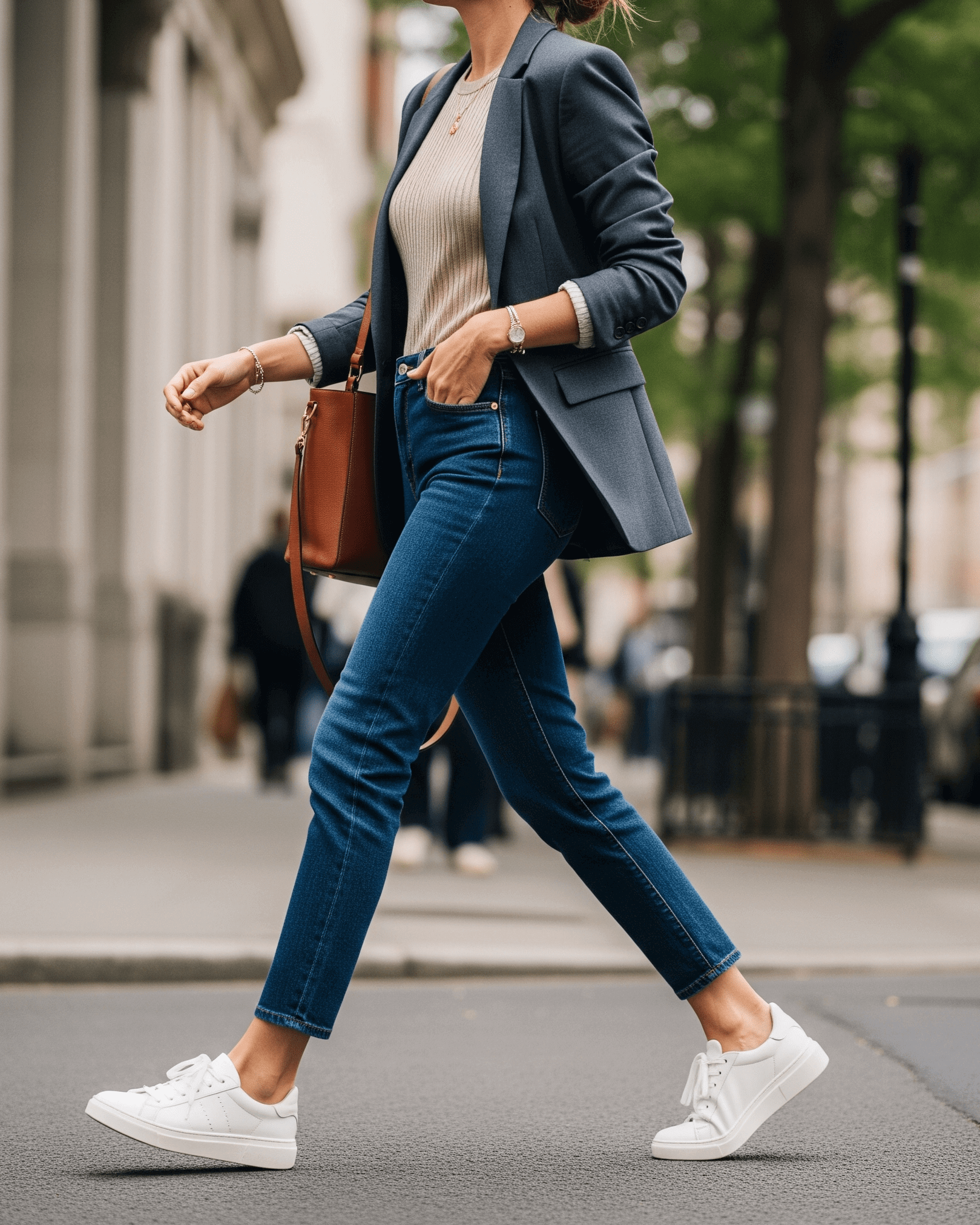 Žena ve stylovém outfitu