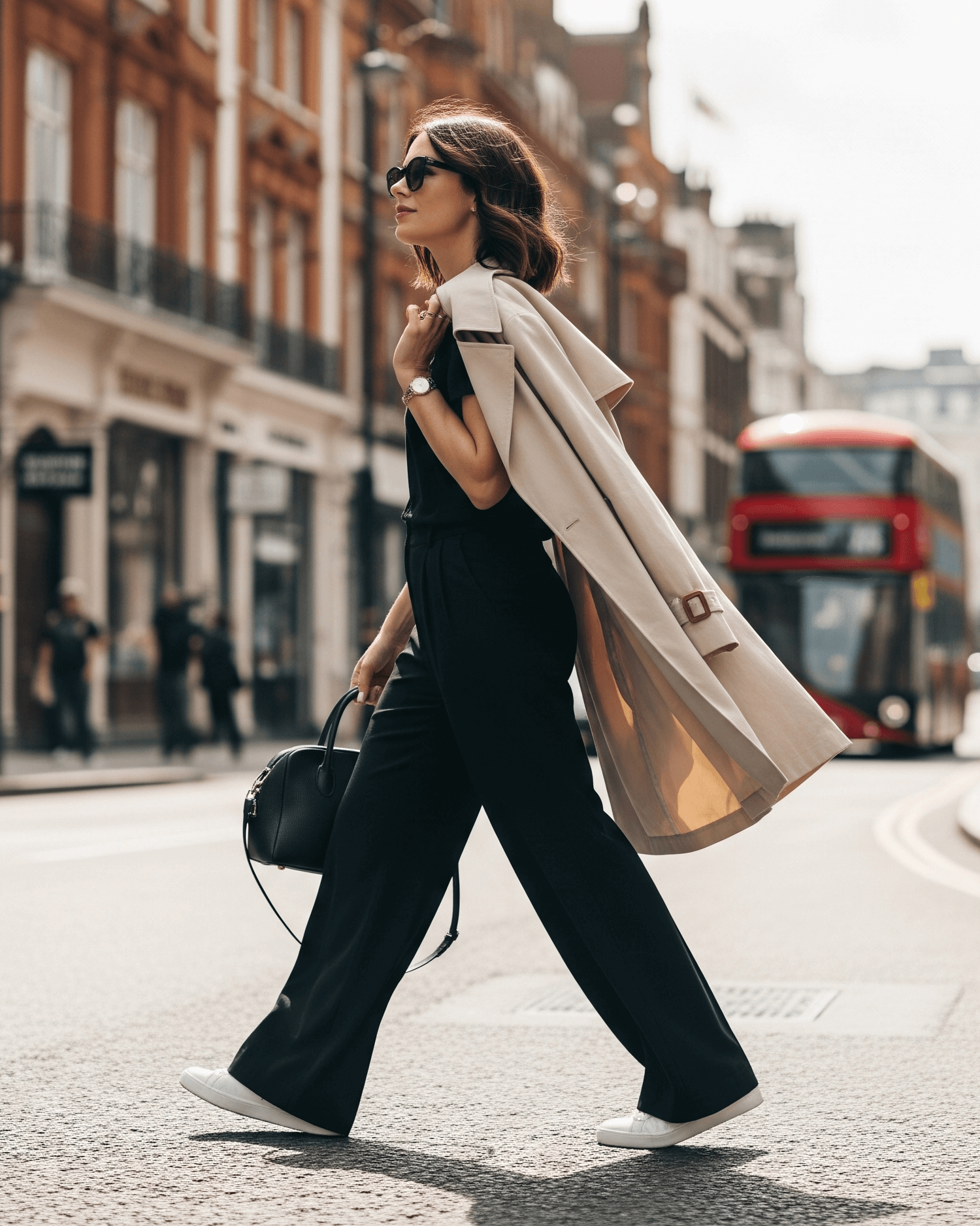Žena na dovolené v trendy outfitu