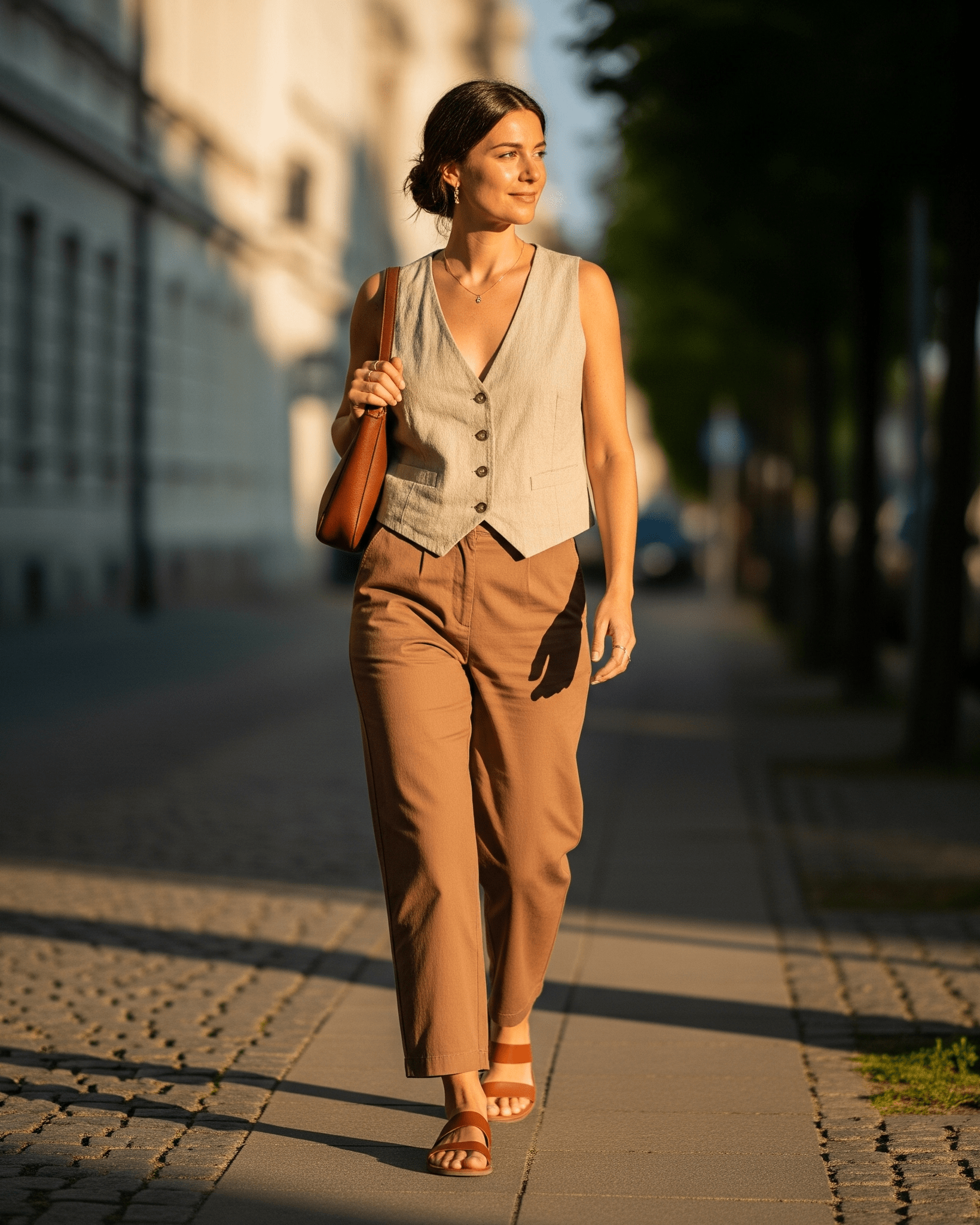 Žena v trendy letním outfitu