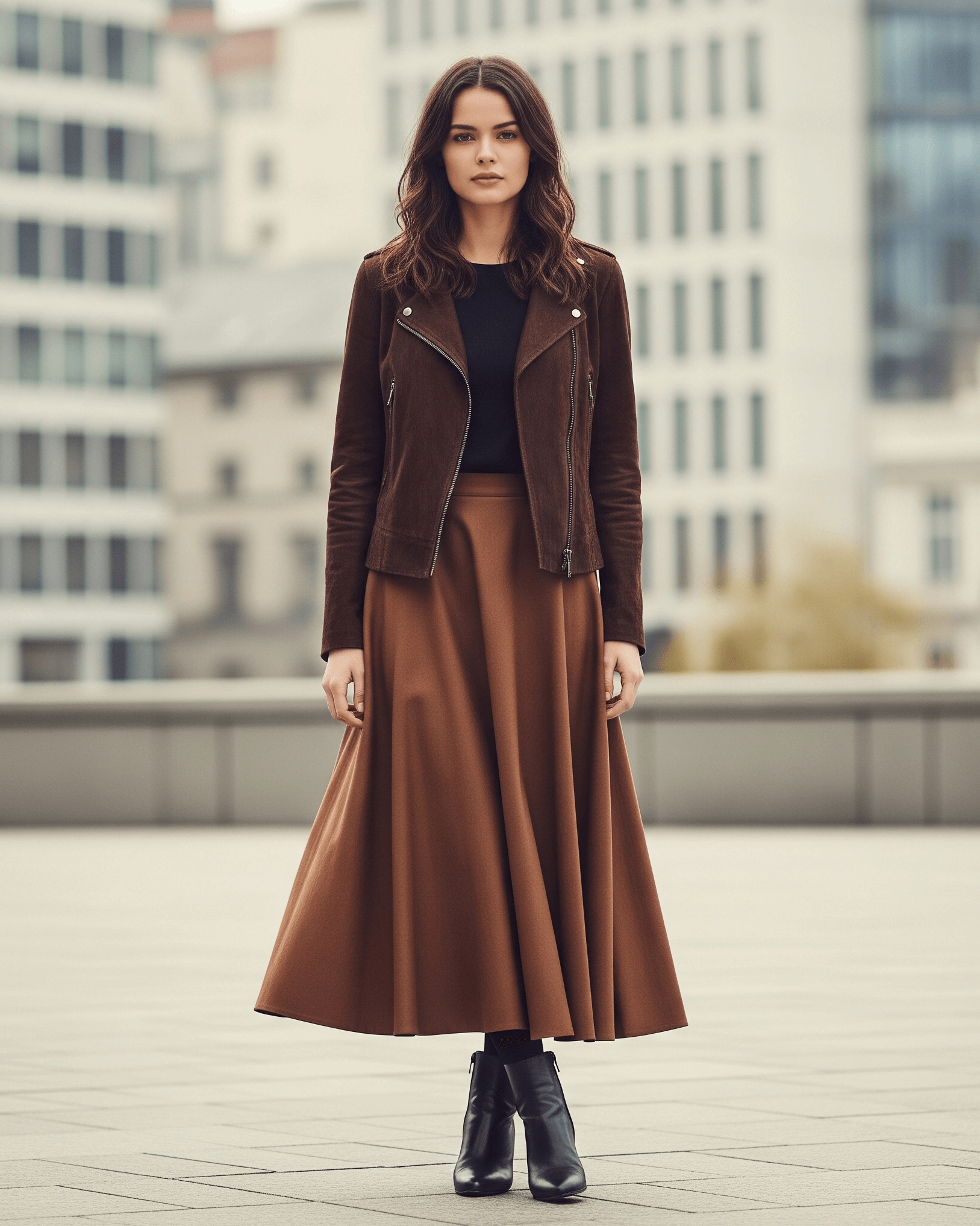 Žena v nadčasovém outfitu