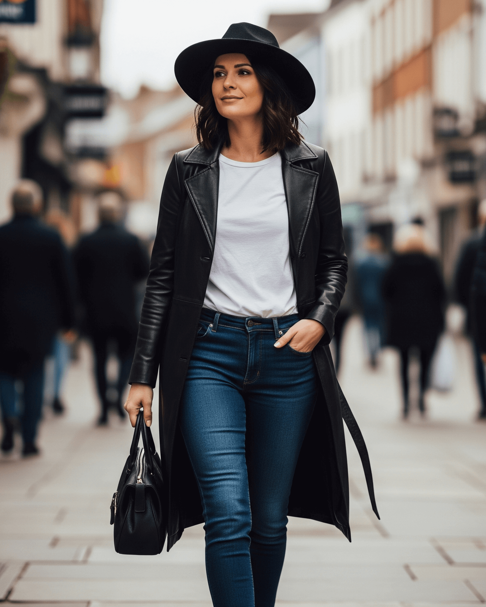 Žena v nadčasovém outfitu