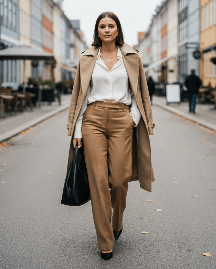 Žena v podzimním outfitu