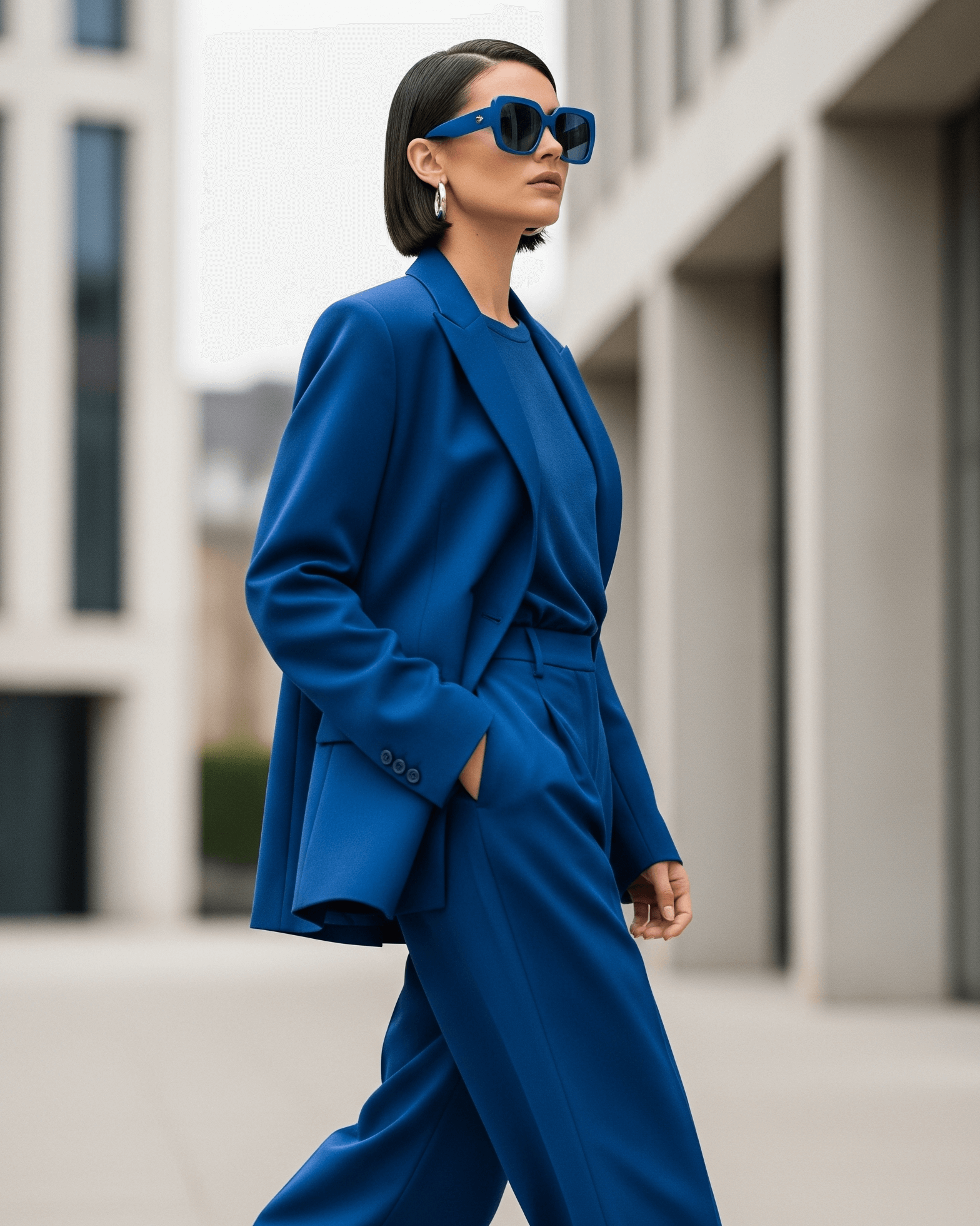 Žena v monochromatickém outfitu