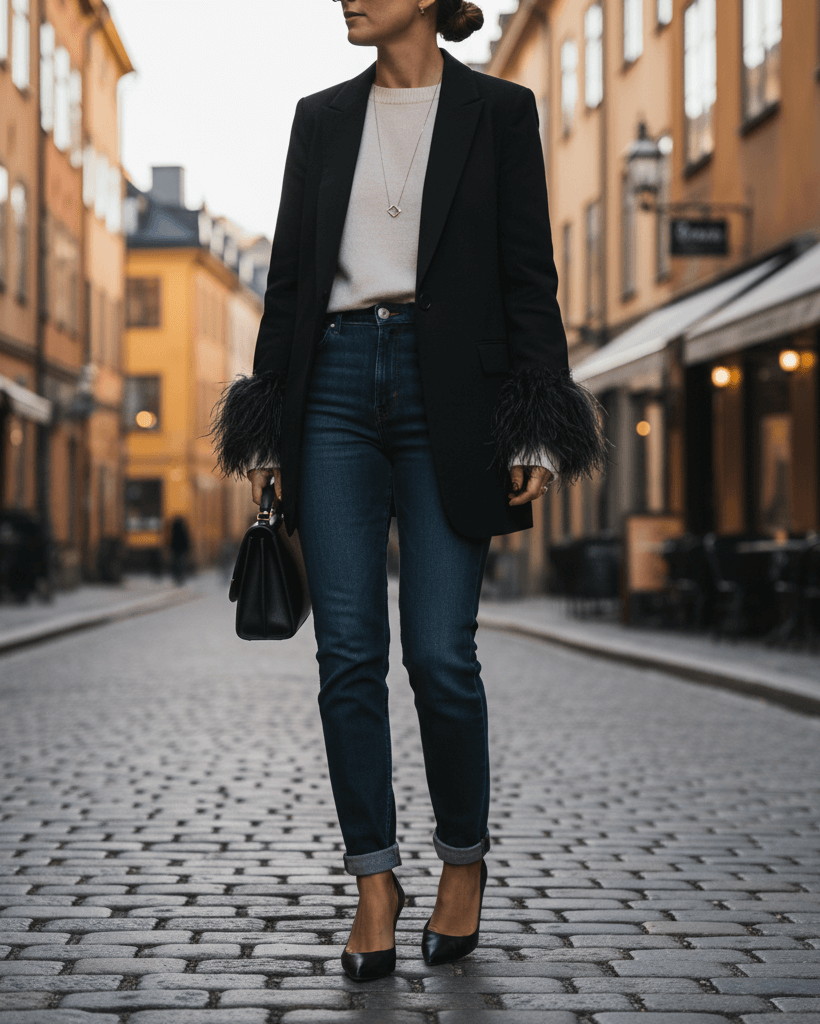 Žena v podzimním outfitu