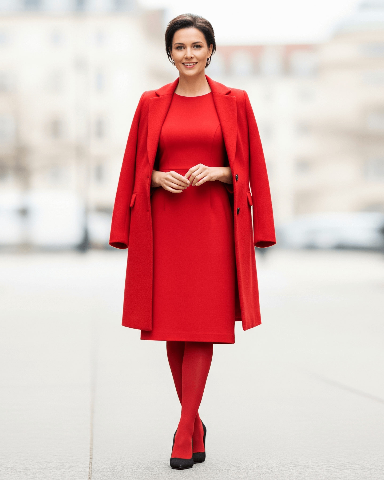 Žena v monochromatickém outfitu