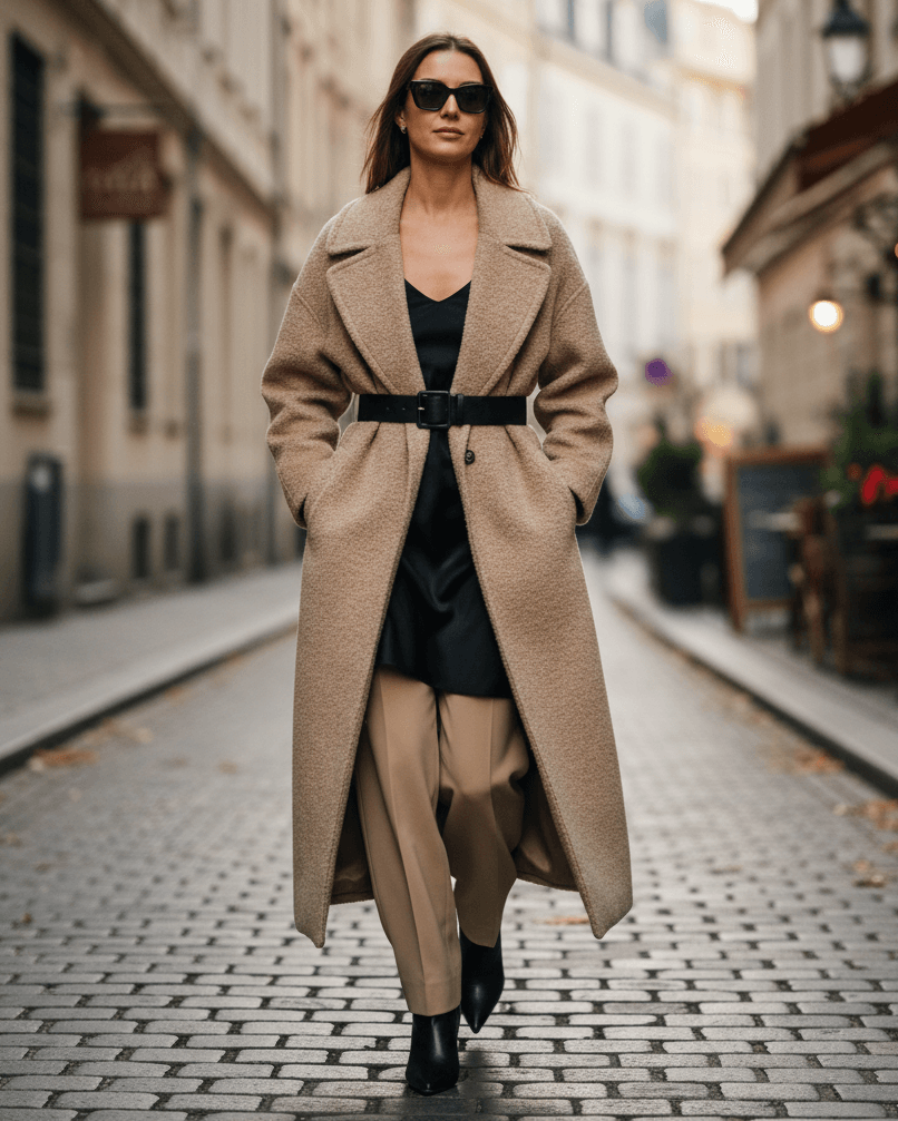 Žena ve vrstveném outfitu
