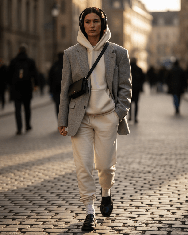 Žena ve stylovém zimním outfitu