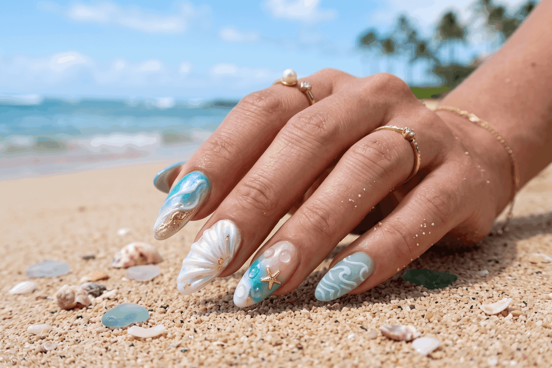 Beachy nails
